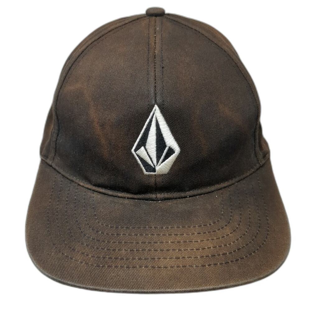 Volcom Snapback Hat Black One Size Embroidered Stone Logo Skate Surf 6 Panel
